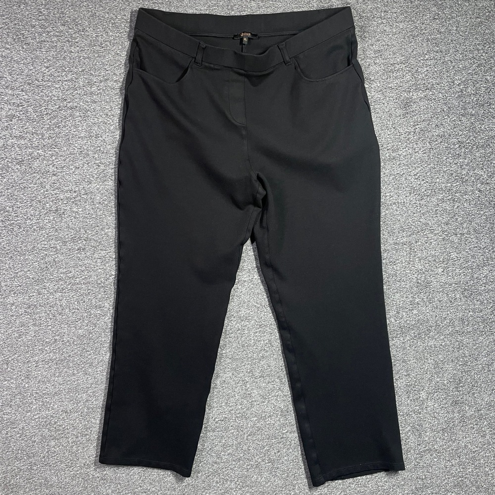 Quince Pants XL Black Ultra-Stretch Ponte Straight Leg Professional Trousers